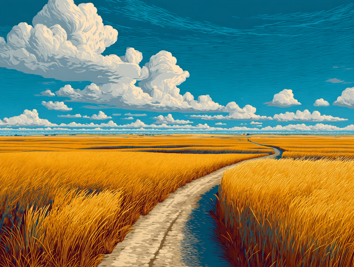 Vintage National Park Wheat Field Poster